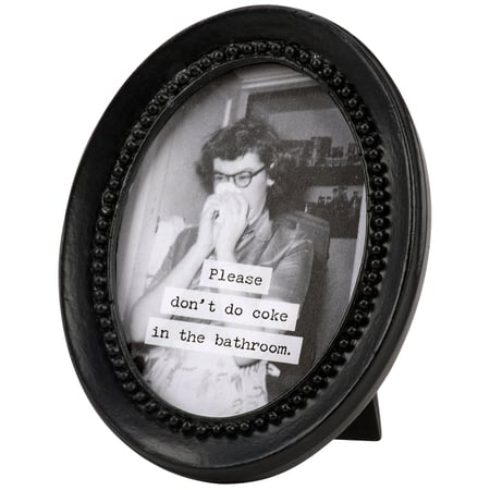 In The Bathroom Framed Art - Wood, Paper