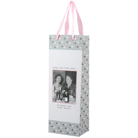 Like Fine Wine Or Cheap Cheese Bottle Gift Bag - Paper, Ribbon