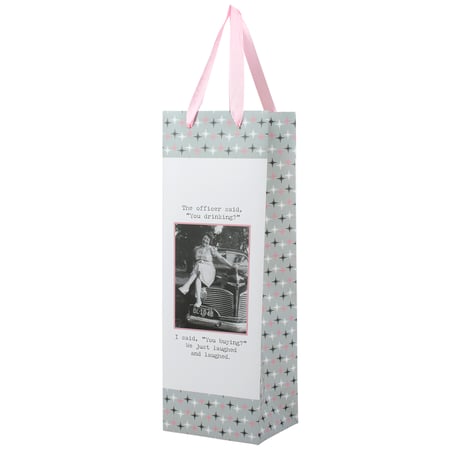 The Officer Said Bottle Gift Bag - Paper, Ribbon