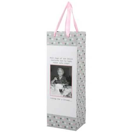Water To Wine Bottle Gift Bag - Paper, Ribbon