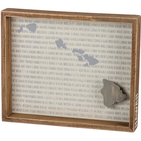 Hawaii Reverse Box Sign - Wood