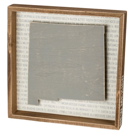 New Mexico Reverse Box Sign - Wood