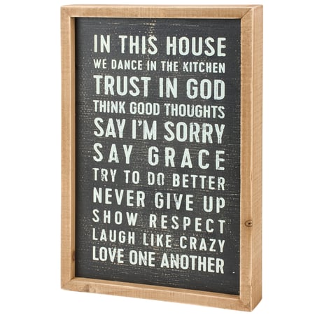 In This House Inset Box Sign - Wood